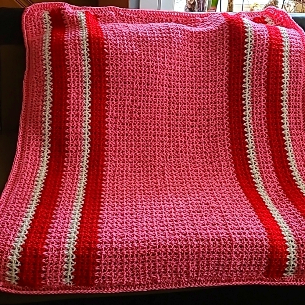 Blanket Handmade crochet pink with a gift